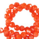 Faceted glass beads 4mm round Vermilion red-pearl shine coating